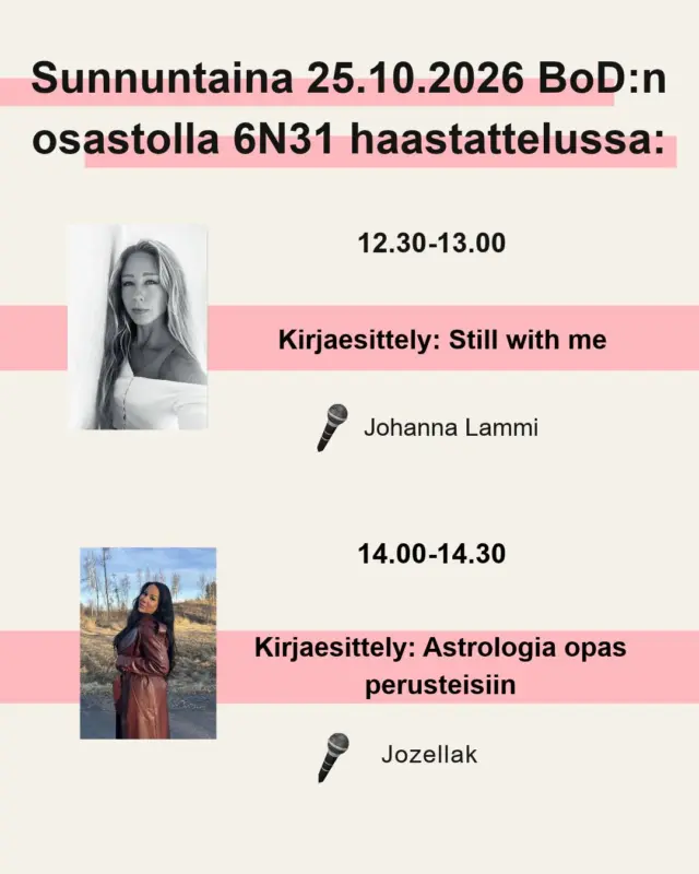 Mitä tapahtuu BoD:n osastolla 6N31 sunnuntaina 25.10.2026 
Helsingin Kirjamessuilla?👀 #bodsuomi  #helsinginkirjamessut